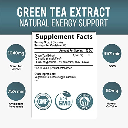 Foto 3 pulgar | Suplemento De Extracto De Té Verde De Nature's Nutrition 98% Egcg 120 - Venta Internacional.