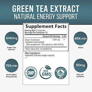 Foto 2 | Suplemento De Extracto De Té Verde De Nature's Nutrition 98% Egcg 120 - Venta Internacional.