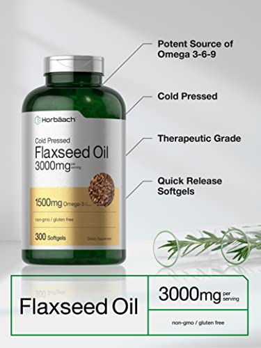 Foto 3 | Suplemento Horbäach, Cápsulas Blandas De Aceite De Linaza, 3000 Mg, 300 Unidades - Venta Internacional.