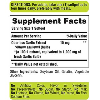 Foto 2 | Suplemento Puritan's Pride, Ajo Inodoro, 1000 Mg, Cápsulas Blandas, 2 - Venta Internacional.