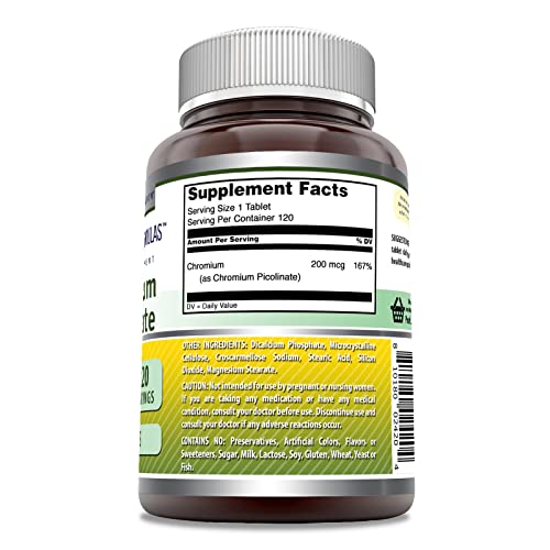 Foto 3 pulgar | Tabla De 200 Mcg De Picolinato De Cromo Supplement Amazing Formulas - Venta Internacional.