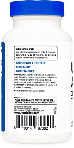 Foto 4 pulgar | Suplemento Nutricost De Ácido Ursólico 300 Mg 120 Cápsulas - Venta Internacional.