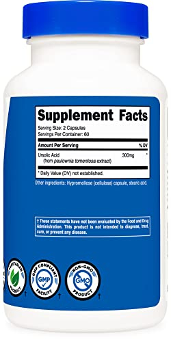 Foto 5 pulgar | Suplemento Nutricost De Ácido Ursólico 300 Mg 120 Cápsulas - Venta Internacional.