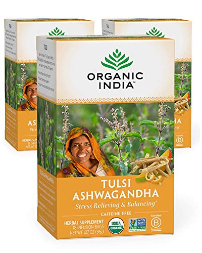 Foto 2 pulgar | Té De Hierbas Organic India Tulsi Ashwagandha Para Aliviar El Estrés 18 Veces - Venta Internacional.
