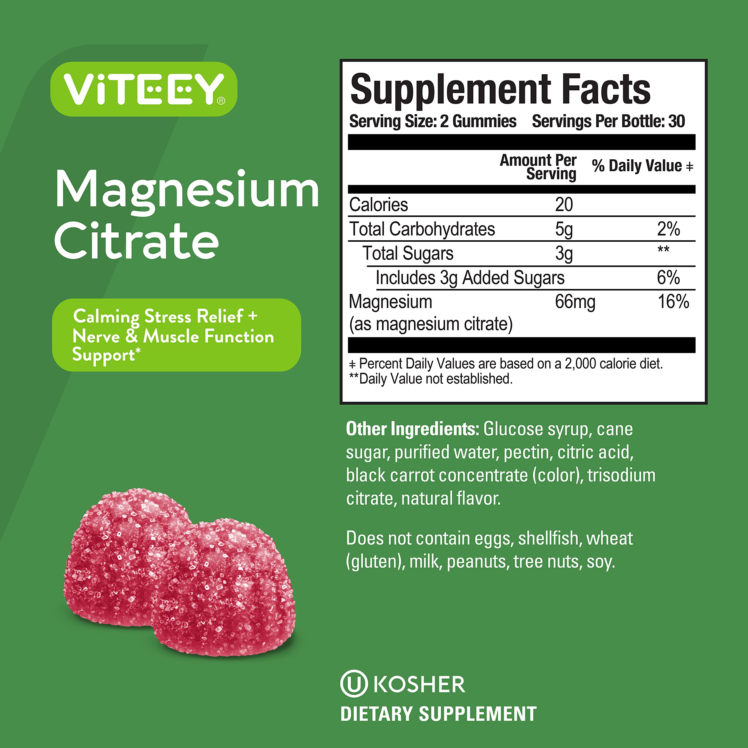 Foto 5 pulgar | Suplemento Viteey En Gomitas De Citrato De Magnesio, 66 Mg, 60 Gomitas - Venta Internacional.