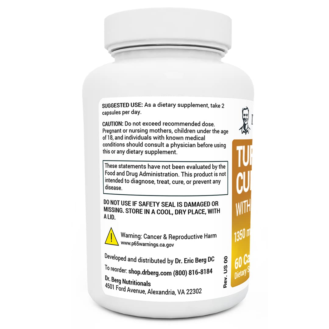 Foto 4 pulgar | Suplemento De Curcumina De Cúrcuma Dr. Berg Con Bioperine 60 Cápsulas - Venta Internacional.