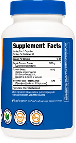 Foto 5 pulgar | Suplemento Nutricost, Cúrcuma Y Curcumina, 2300 Mg, 120 Cápsulas - Venta Internacional.