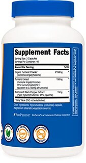 Foto 4 | Suplemento Nutricost, Cúrcuma Y Curcumina, 2300 Mg, 120 Cápsulas - Venta Internacional.