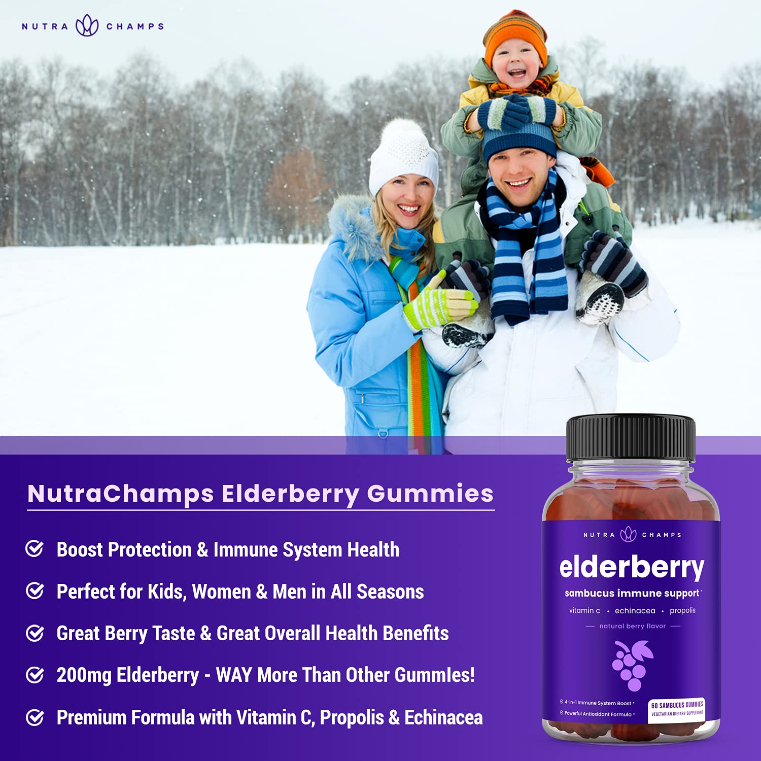 Foto 6 pulgar | Complemente Las Gomitas De Saúco Nutrachamps Con Zinc Y Vitaminas  - Venta Internacional.
