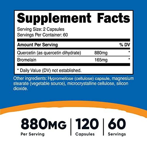 Foto 3 pulgar | Complemente La Quercetina Nutricost Con Bromelina 880 Mg/165 Mg - Venta Internacional.