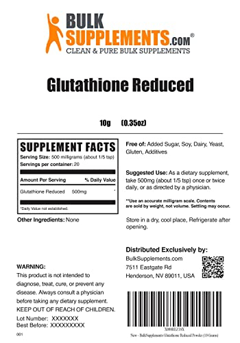 Foto 3 pulgar | Supplement Bulksupplements.com Polvo Reducido En Glutatión Al 10% - Venta Internacional.