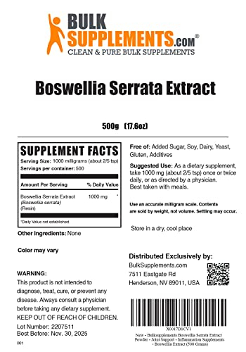 Foto 3 pulgar | Suplemento Bulksupplements.com Extracto De Boswellia Serrata Pow - Venta Internacional.