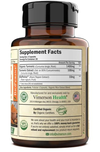 Foto 3 | Suplemento De Curcumina De Cúrcuma Orgánica Vimerson Health 1400 Mg - Venta Internacional.
