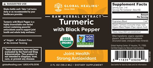 Foto 3 pulgar | Suplemento De Cúrcuma Orgánica Global Healing, 60 Ml - Venta Internacional.