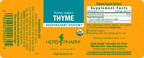 Foto 7 pulgar | Extracto Líquido Herb Pharm, Tomillo, 30 Ml, Soporte Respiratorio - Venta Internacional.