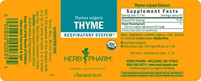 Foto 6 | Extracto Líquido Herb Pharm, Tomillo, 30 Ml, Soporte Respiratorio - Venta Internacional.