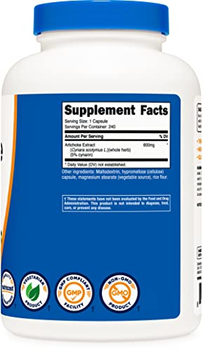 Foto 5 pulgar | Suplemento Nutricost De Extracto De Alcachofa 600 Mg 240 Cápsulas - Venta Internacional.