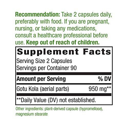 Foto 5 pulgar | Suplemento Nature's Way Gotu Kola Herb 180 Vcaps 950 Mg - Venta Internacional.