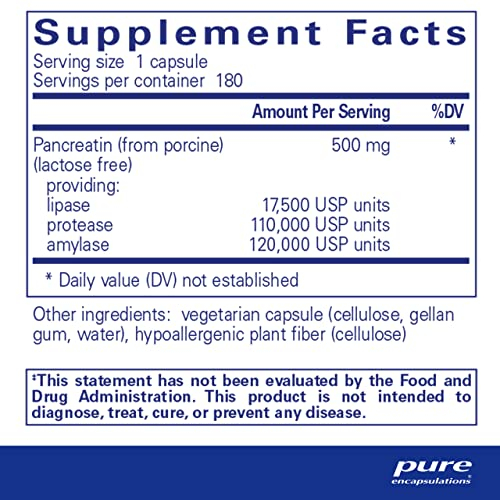 Foto 3 pulgar | Suplemento: Fórmula De Enzimas Pancreáticas Pure Encapsulations 180 - Venta Internacional.