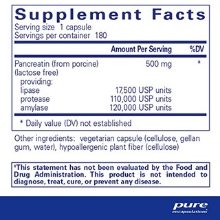 Foto 2 | Suplemento: Fórmula De Enzimas Pancreáticas Pure Encapsulations 180 - Venta Internacional.