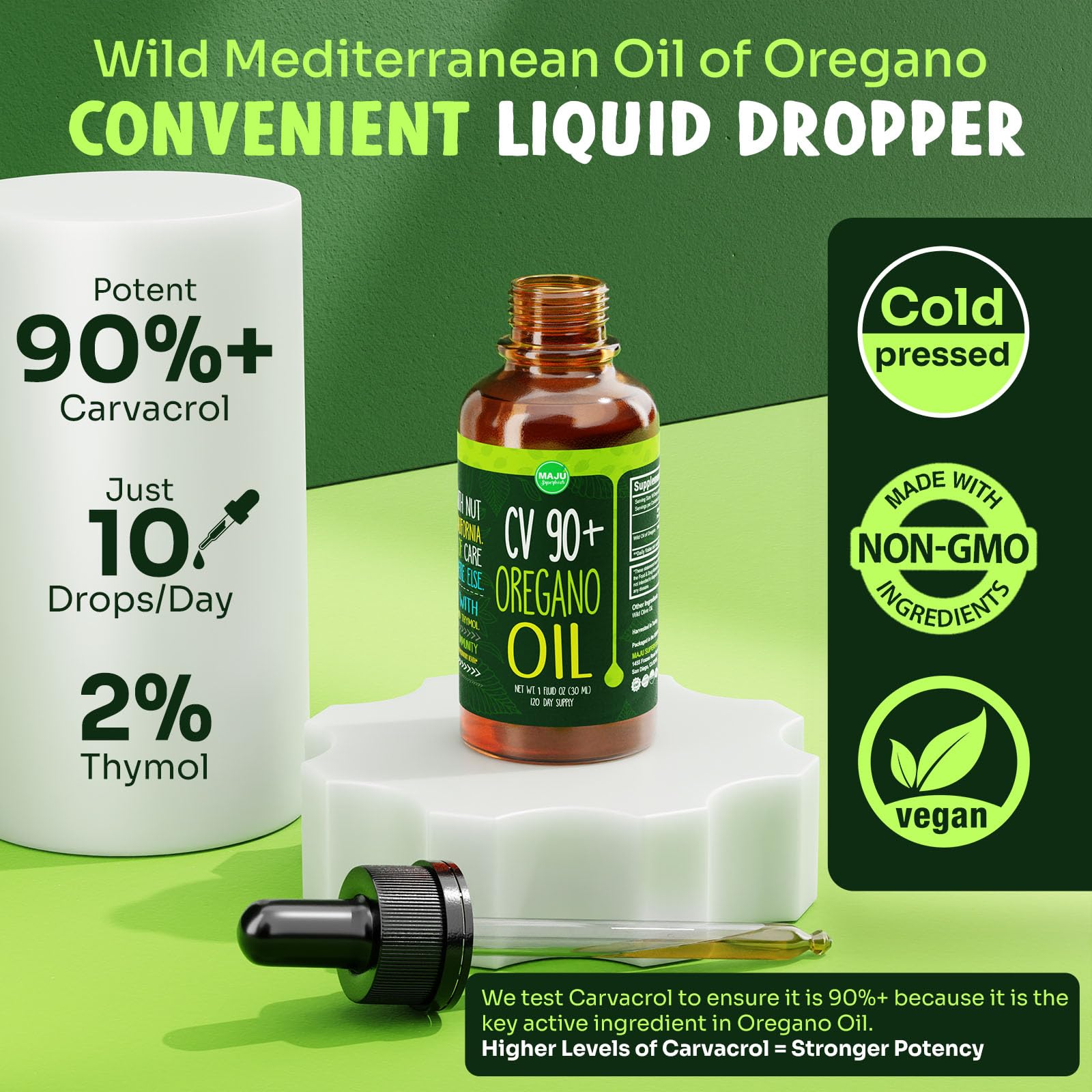 Foto 3 pulgar | Gotas De Aceite De Orégano Maju Potent 90% + Carvacrol 30 Ml - Venta Internacional.