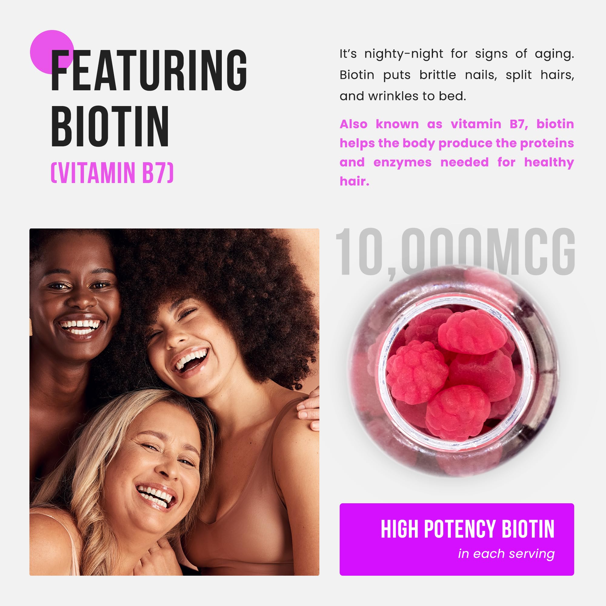 Foto 4 pulgar | Gomitas De Biotina Nutrachamps Sin Azúcar, 10.000 Mcg, Para Cabello Y Piel - Venta Internacional.