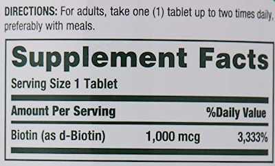 Foto 6 | Suplemento De Biotina Nature's Bounty De 1000 Mcg Para Metabolism 100 - Venta Internacional.