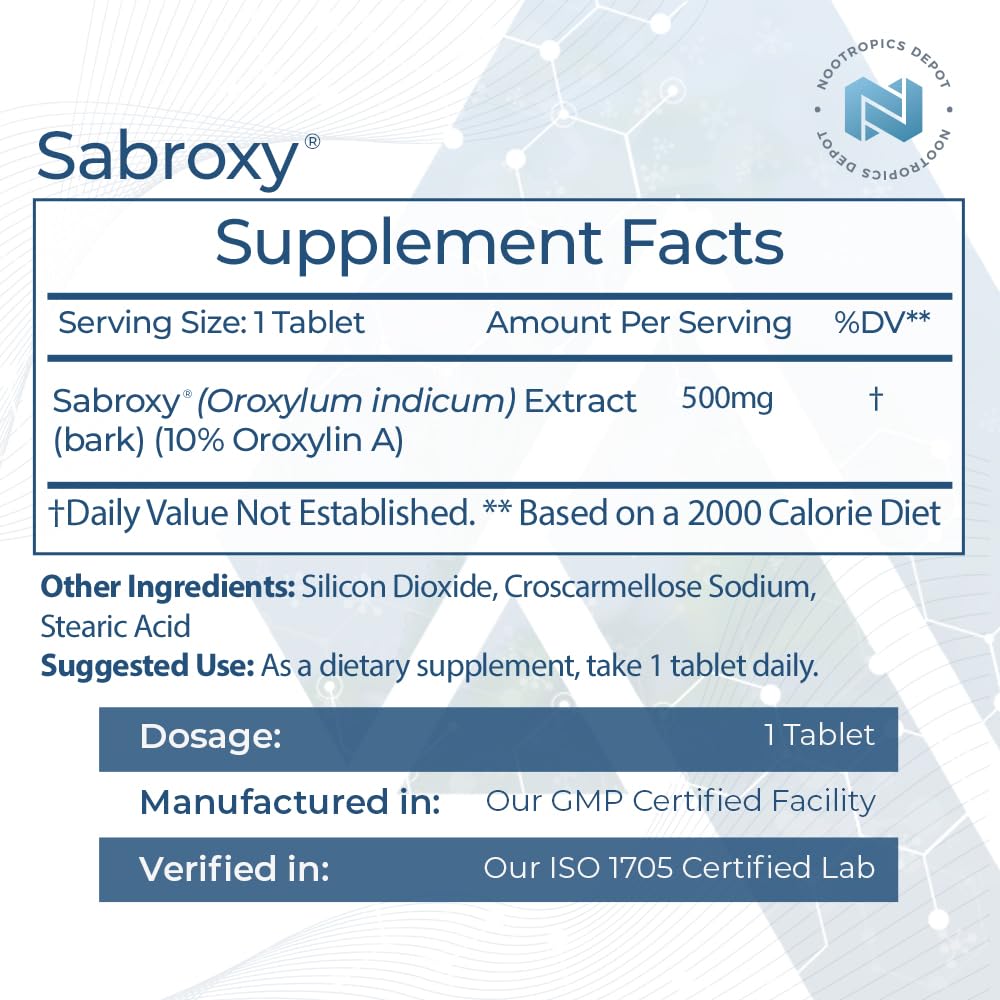 Foto 3 pulgar | Suplemento Nootropics Depot Sabroxy Tablets 500 Mg 30 Unidades - Venta Internacional.