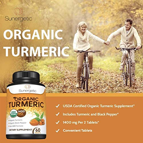 Foto 5 pulgar | Suplemento Sunergetic Usda De Cúrcuma Orgánica, 1400 Mg, 60 Tabletas - Venta Internacional.