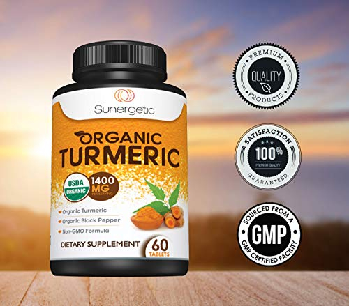 Foto 6 pulgar | Suplemento Sunergetic Usda De Cúrcuma Orgánica, 1400 Mg, 60 Tabletas - Venta Internacional.