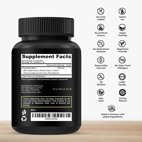 Foto 3 pulgar | Suplemento Humanx Tudca+ 1000 Mg De Ácido Tauroursodesoxicólico - Venta Internacional.