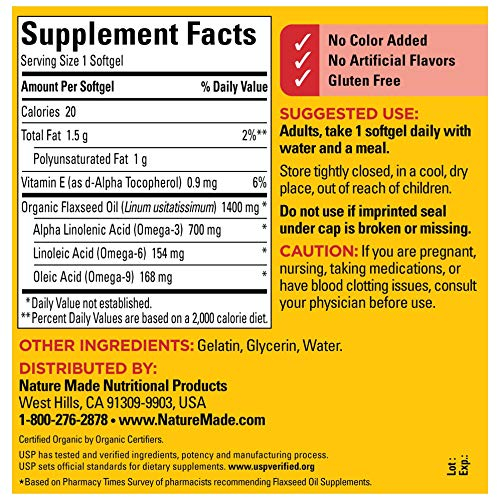 Foto 3 pulgar | Cápsulas Blandas De Aceite De Linaza Supplement Nature Made, 1400 Mg, 100 Unidades - Venta Internacional.