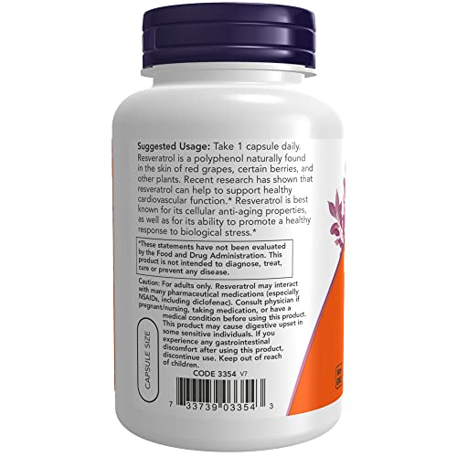 Foto 4 pulgar | Supplement Now Resveratrol Natural 200 Mg Con Vino Tinto 120 Cápsulas - Venta Internacional.