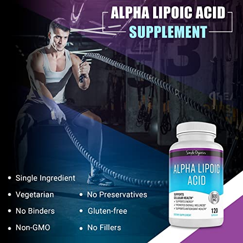 Foto 3 pulgar | Suplemento De Ácido Alfa Lipoico De Simple-organics 600 Mg 120 Cápsulas - Venta Internacional.