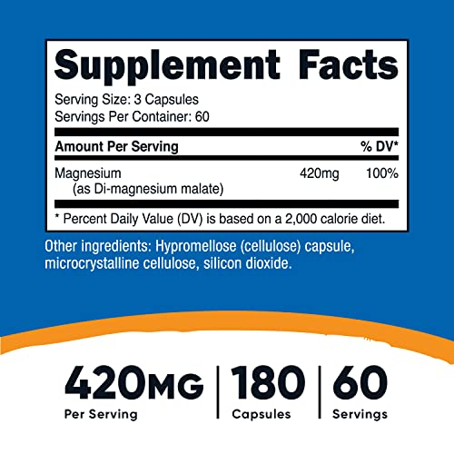 Foto 2 | Suplemento Nutricost Malato De Magnesio 420 Mg 180 Cápsulas - Venta Internacional.