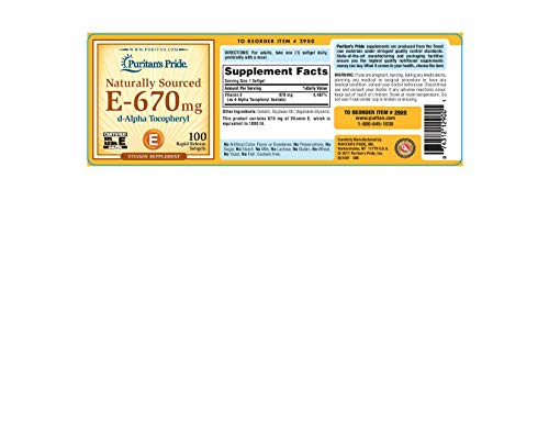 Foto 3 pulgar | Suplemento Puritan's Pride De Vitamina E 670 Mg 100 Cápsulas Blandas - Venta Internacional.