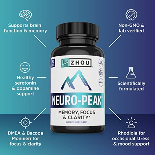 Foto 5 pulgar | Suplemento Zhou Neuro Peak Brain Support 30 Cápsulas Vegetarianas - Venta Internacional.