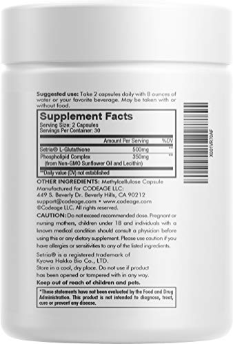 Foto 3 pulgar | Suplemento De Glutatión Liposomal Codeage 60 Cápsulas Vegano - Venta Internacional.