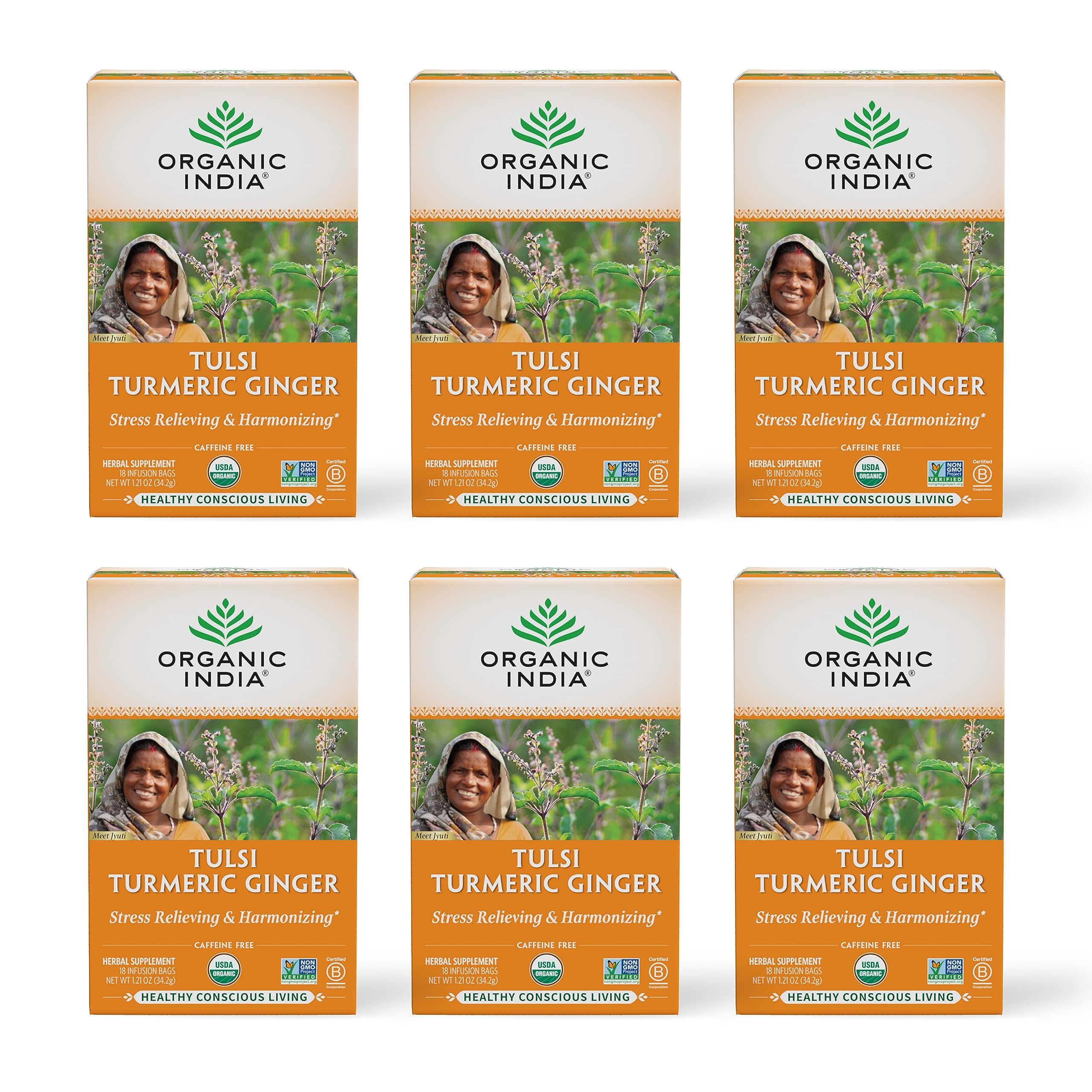 Foto 1 | Té De Hierbas Organic India Tulsi, Cúrcuma, Jengibre Y Albahaca Santa - Venta Internacional.