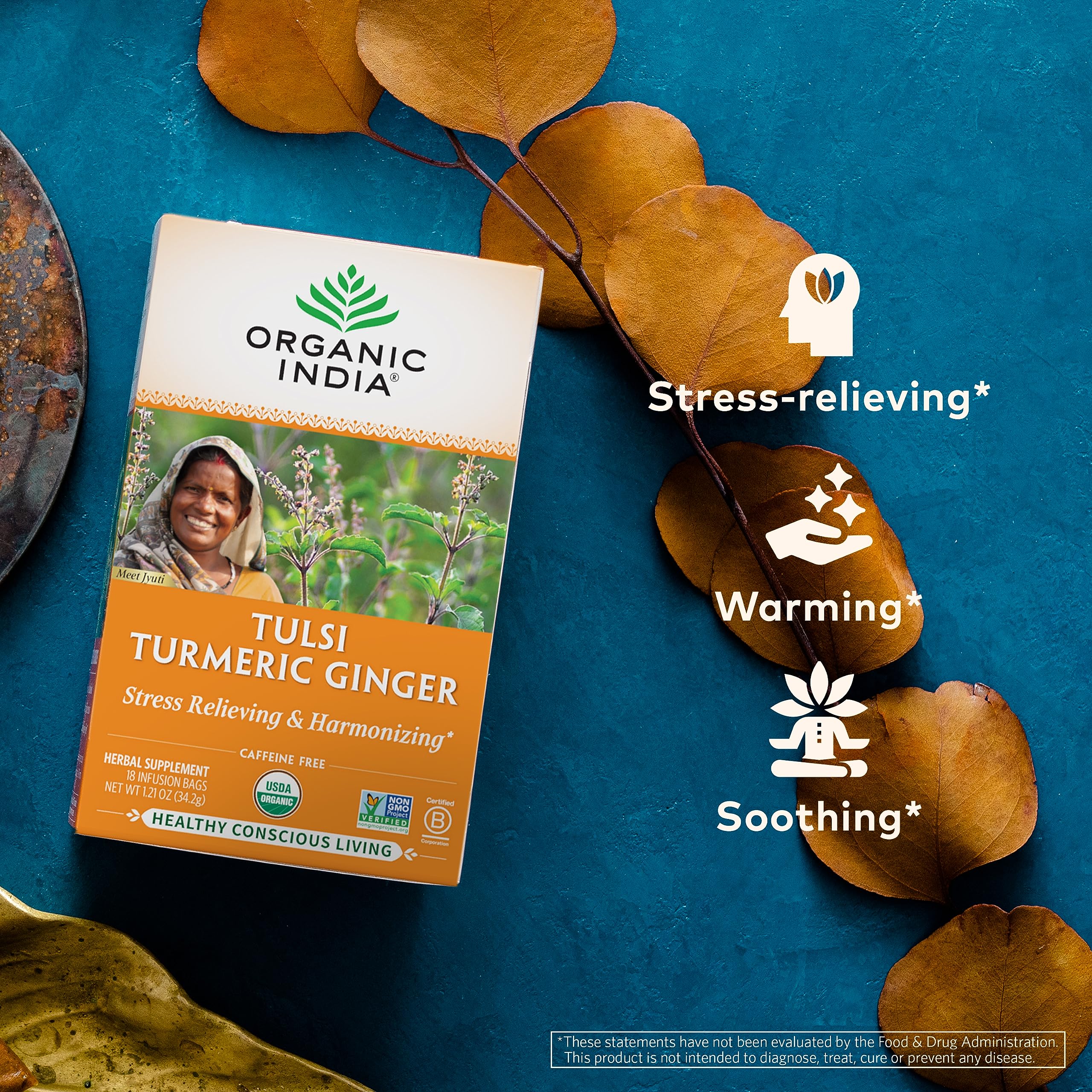Foto 4 pulgar | Té De Hierbas Organic India Tulsi, Cúrcuma, Jengibre Y Albahaca Santa - Venta Internacional.