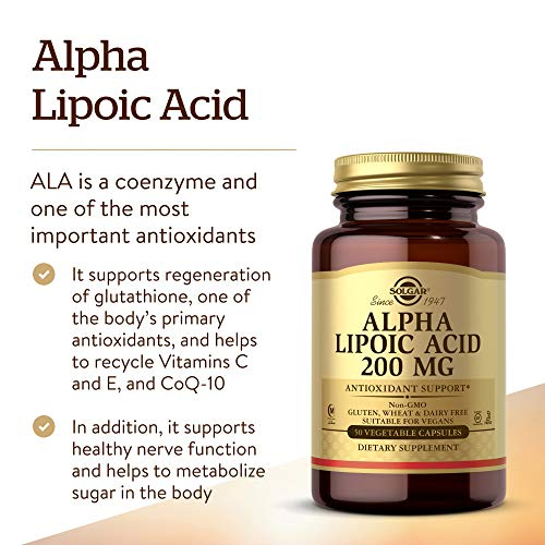 Foto 3 | Suplemento De Ácido Alfa Lipoico Solgar 200 Mg 50 Cápsulas - Venta Internacional.