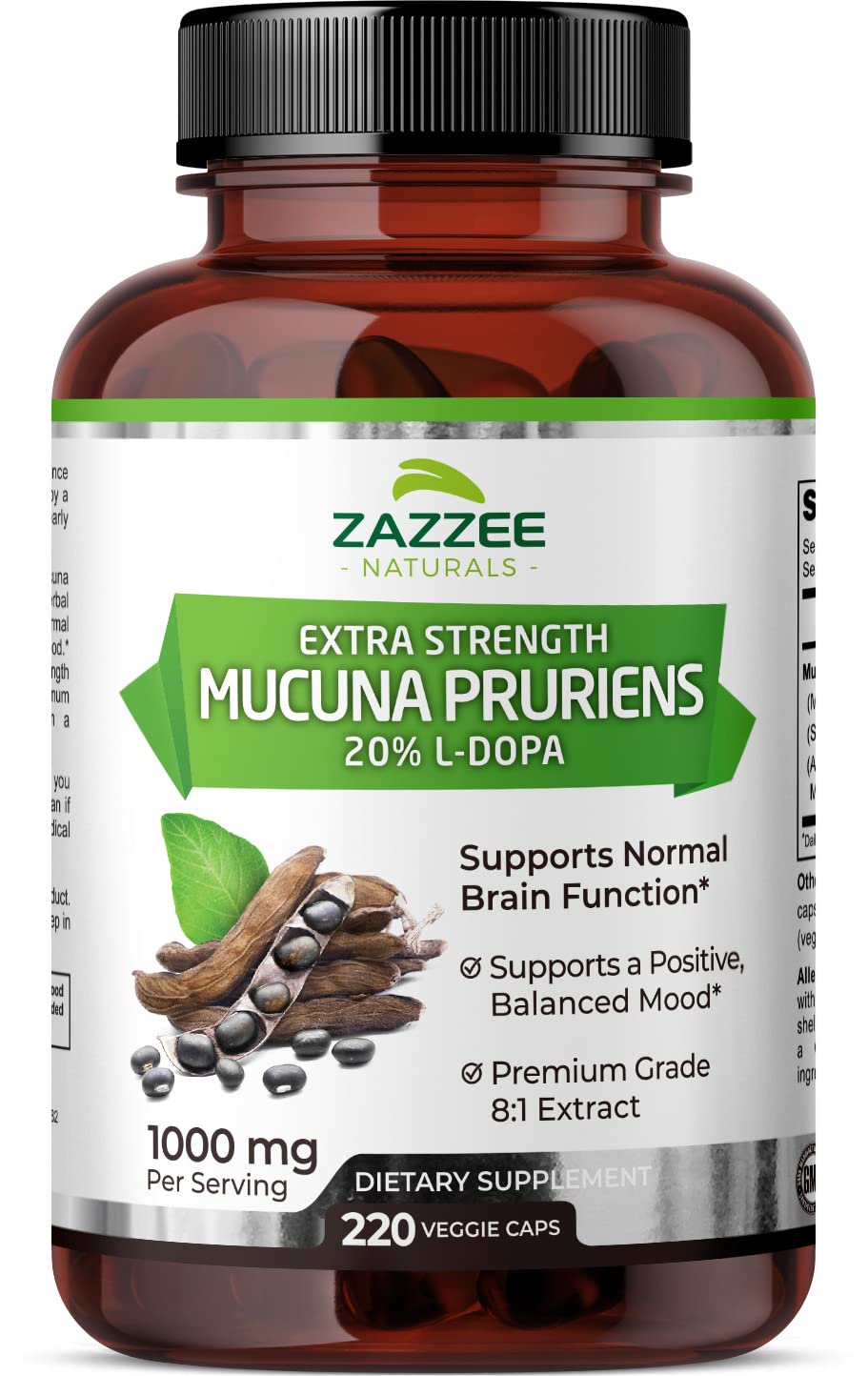 Foto 2 pulgar | Suplemento De Extracto De Mucuna Pruriens Extra Strength De Zazzee - Venta Internacional.