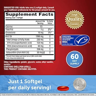 Foto 4 | Suplemento De Aceite De Krill Megared Omega-3 1000 Mg 60 Cápsulas Blandas - Venta Internacional.