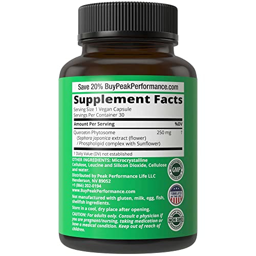 Foto 4 pulgar | Suplemento Peak Performance Quercetin Phytosome 30 Cápsulas-Venta Internacional