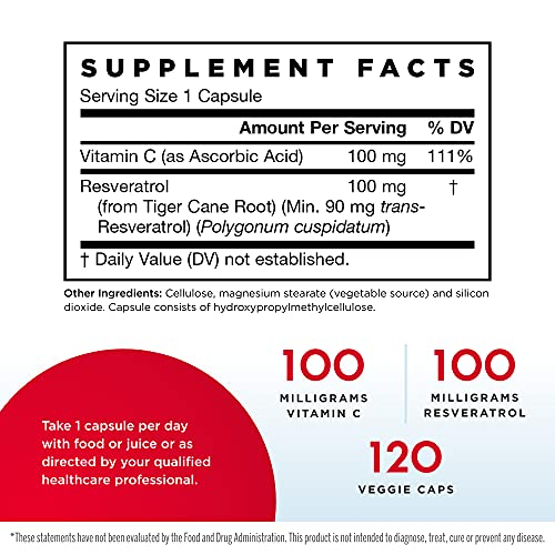 Foto 3 pulgar | Suplemento De Resveratrol De Jarrow Formulas 100 Mg Con Vitamina C - Venta Internacional.