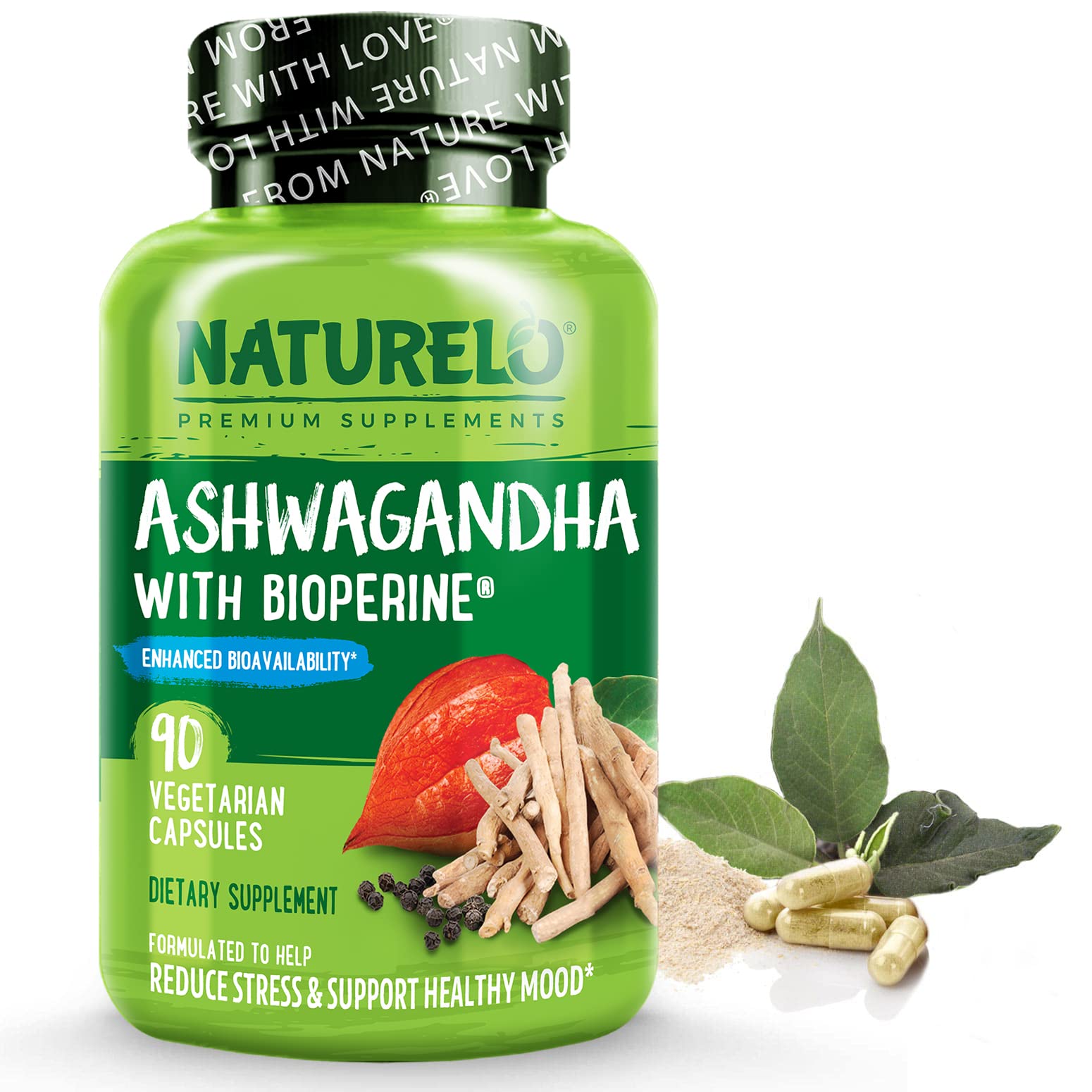 Suplemento Naturelo En Polvo De Raíz Orgánica De Ashwagandha 1200 Mg - Venta Internacional.