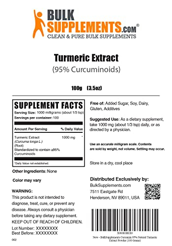 Foto 3 pulgar | Suplemento Bulksupplements Turmeric Extract Powder 1000 Mg-Venta Internacional