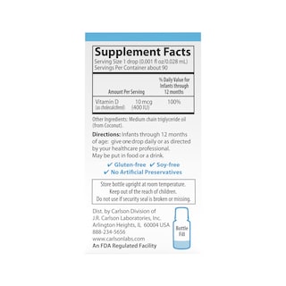 Foto 4 | Suplemento Super Daily D3 De Carlson Laboratories Para Bebés - Venta Internacional.