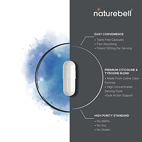 Foto 6 pulgar | Suplementos Naturebell Citicolina 500 Mg + Tirosina 50 Mg 120  - Venta Internacional.