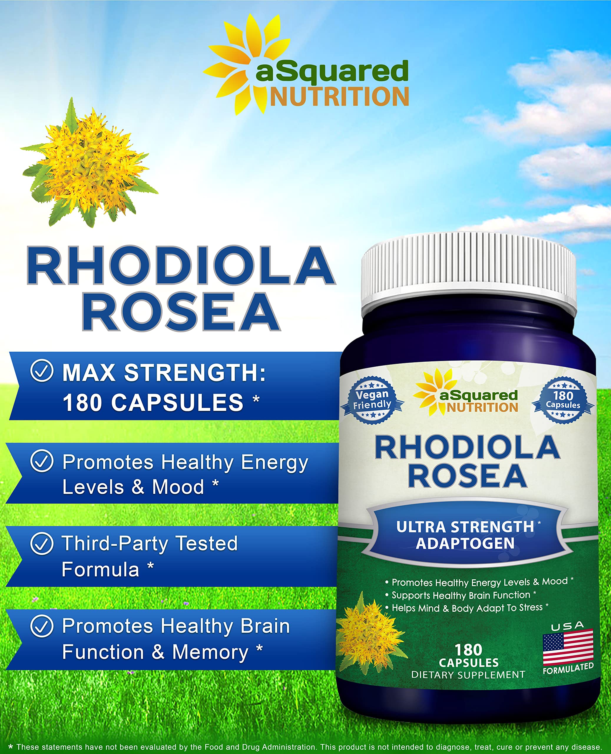 Foto 3 pulgar | Suplemento Squared Nutrition Rhodiola Rosea 1000 Mg 180 Cápsulas - Venta Internacional.